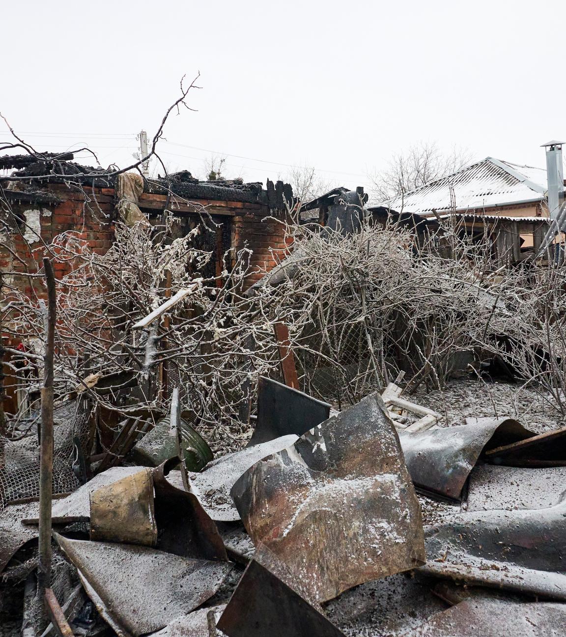 Ein zerstörtes Gebäude in Charkiw nach einem russischen Angriff.