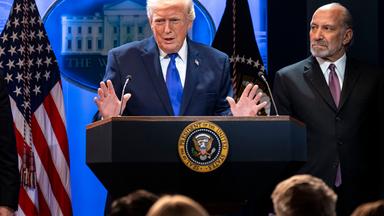 US President Trump holds a press conference after Supreme Court ruling on tariffs