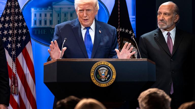 US President Trump holds a press conference after Supreme Court ruling on tariffs