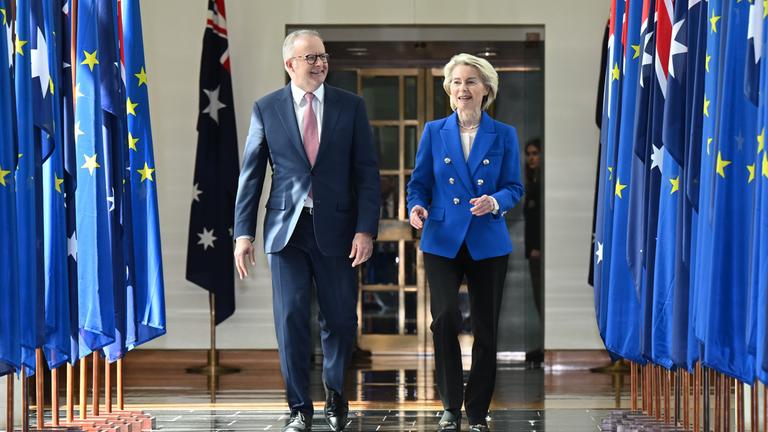 EU chief meets Australina PM at Parliament House in Canberra