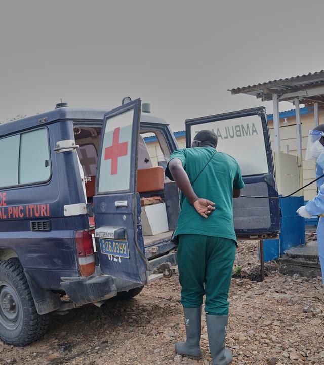 Medical staff disinfect an ambulance used to carry people infected with Ebola at the Rwampara Hospital in Rwanpara, Ituri, Democratic Republic of the Congo, 09 June 2026. The outbreak is caused by the Bundibugyo strain of the Ebola virus, for which there is no treatment, although three vaccines are in development.