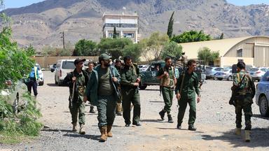 Houthi troopers patrol in Sana'a, Yemen, 12 September 2026. Following a week-long offensive, Houthi forces captured the port city of Mokha and key strategic sites along Yemen's western coast, cementing their control over the Bab al-Mandab Strait and the vital shipping route to the Gulf of Aden.