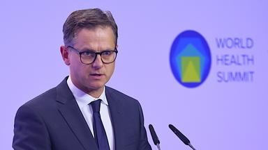 German Health Minister Carsten Linnemann delivers a speech during the World Health Summit in Berlin, Germany, 11 October 2026. The World Health Summit, running from 11 to 13 October, is an international conference that brings together policymakers, scientists, healthcare professionals and representatives of international organisations to address global health challenges and advance solutions for more equitable and sustainable healthcare worldwide.