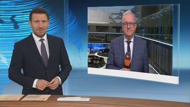 Börsen Schaltgespräch zwischen der Moderatorin Dunja Hayali und Frank Bethmann