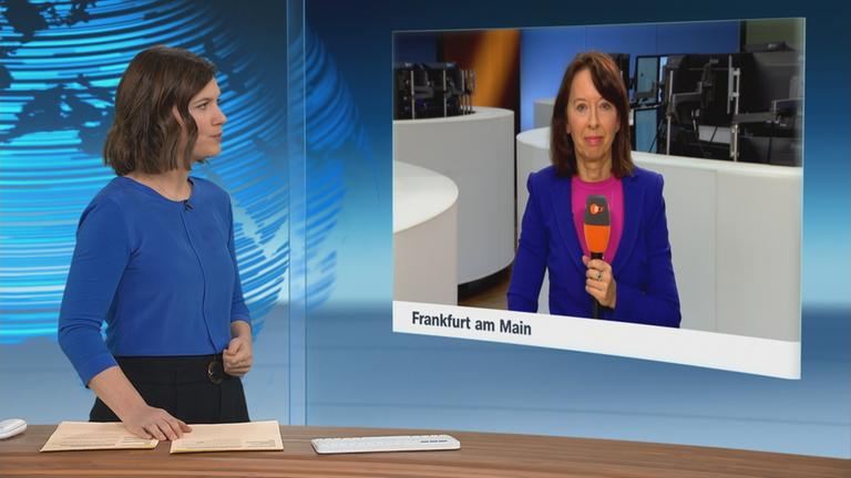 Wirtschaftsgespräch zwischen der Moderatorin Hannah Zimmermann und der Wirtschaftsexpertin Stephanie Barrett 