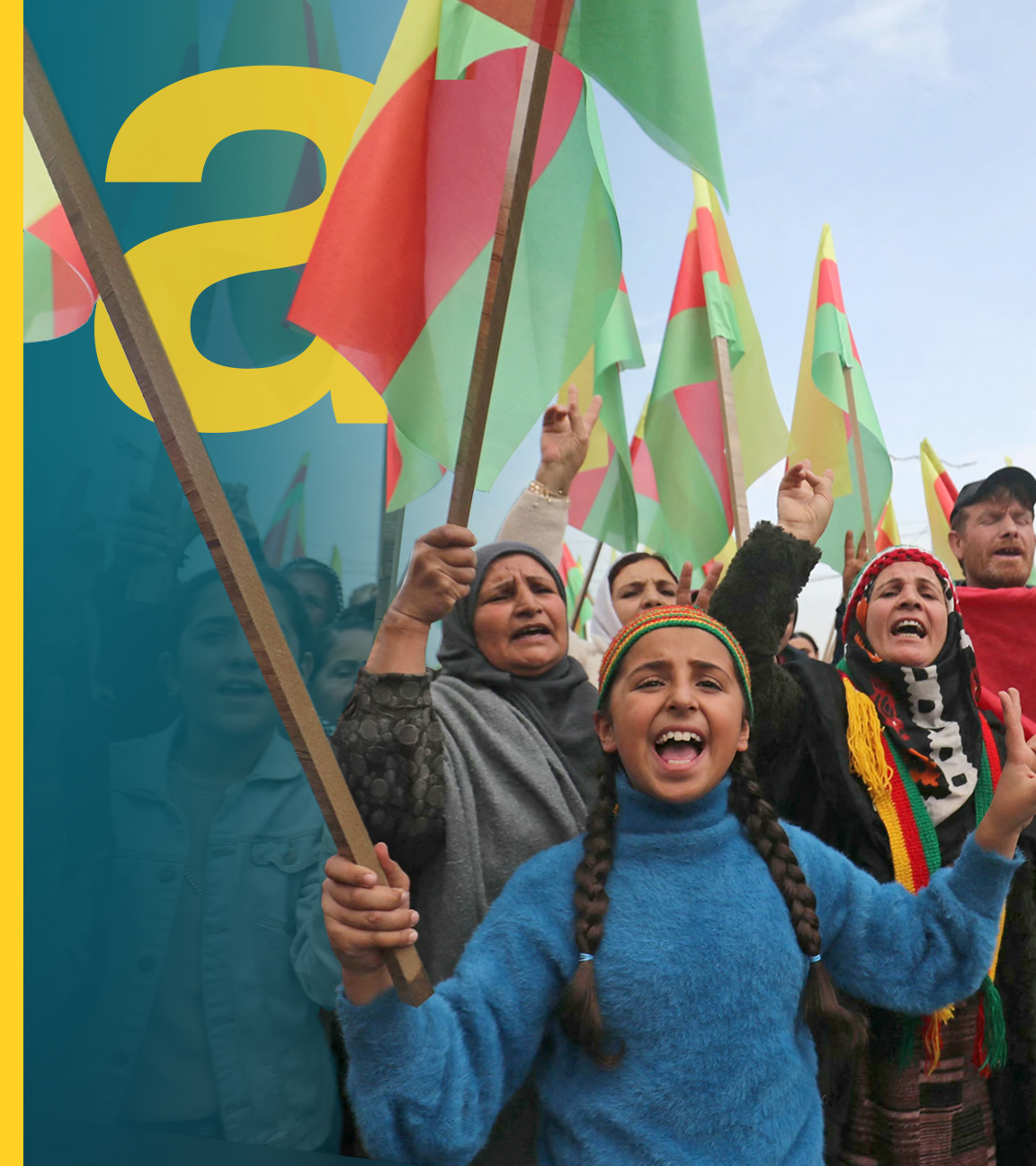  Syrische Kurden hissen Flaggen und zeigen das V-Zeichen für „Victory“ während einer Demonstration in der Stadt Hasakeh im Nordosten Syriens am 1. Februar 2026.