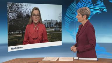 Schaltgespräch zwischen der Moderatorin Anne Gellinek und der Korrespondentin Claudia Bates.