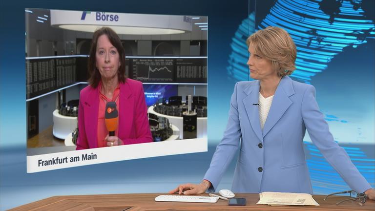 Schaltgespräch zwischen der Moderatorin Mariette Slomka und der Wirtschaftsexpertin Stephanie Barrett