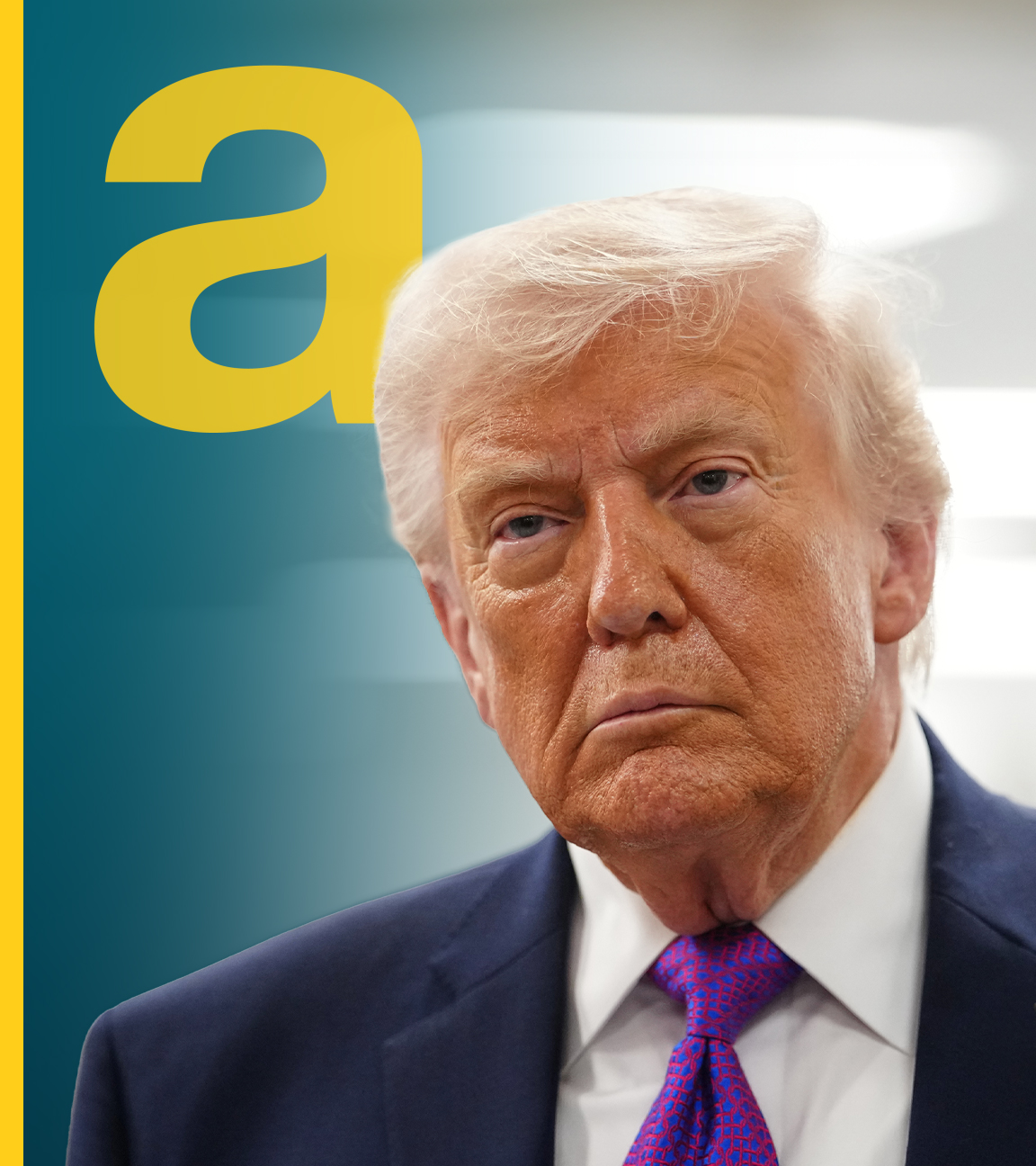 Donald Trumps Gesicht und das gelbe auslandsjournal-a.