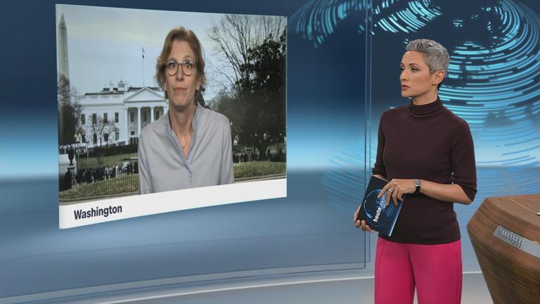 Schaltgespräch zwischen der Moderatorin Nazan Gökdemir und der ZDF-Korrespondentin Jutta Sonnewald