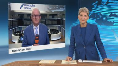 Wirtschaftsgespräch zwischen der Moderatorin Anne Gellinek und dem ZDF-Wirtschaftsexperten Frank Bethmann