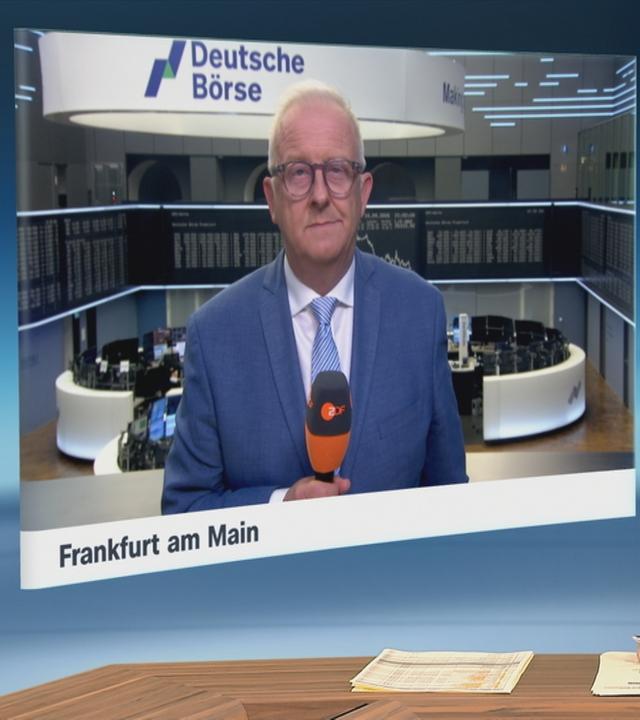 Wirtschaftsgespräch zwischen der Moderatorin Anne Gellinek und dem ZDF-Wirtschaftsexperten Frank Bethmann