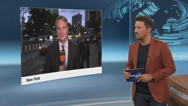 Schaltgespräch zwischen dem Moderator Christopher Wehrmann und dem ZDF-Korrespondent Andreas Kynast in New York.