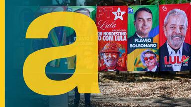 In einem Wohnviertel von Brasília sind Handtücher mit den Abbildungen der brasilianischen Präsidentschaftskandidaten Luiz Inácio Lula da Silva und Flávio Bolsonaro zu sehen.