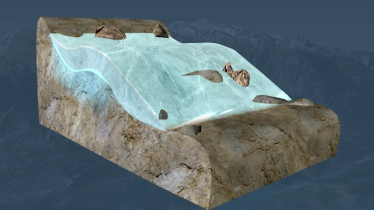 Video starten, das in 3D erklärt, warum der Klimawandel zu mehr Bergstürzen führt.