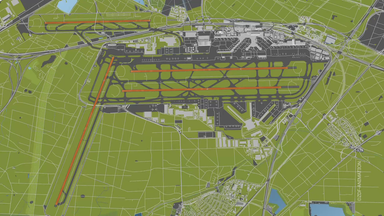 Die Animation zeigt, wie der Airport seit den 80er Jahren auf vier Bahnen und drei Terminals ausgebaut wurde.