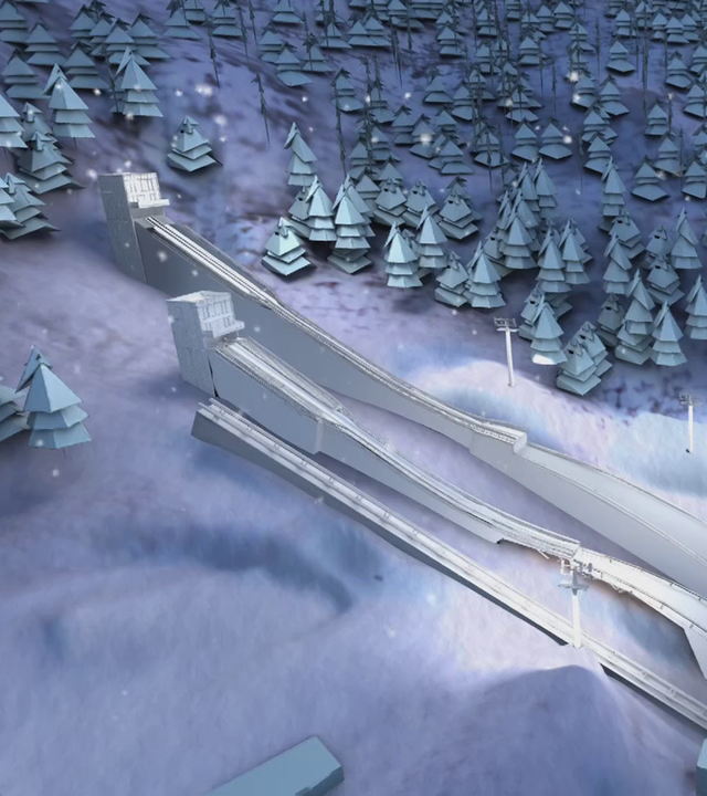 Grafikvideo zur Optimierung der Skisprunganlage bei Olympia