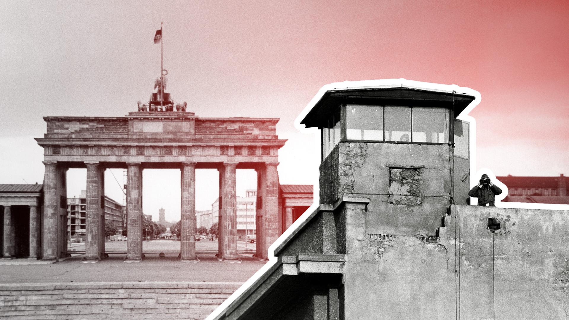 Grenzstelle, Wachturm und Brandenburger Tor 