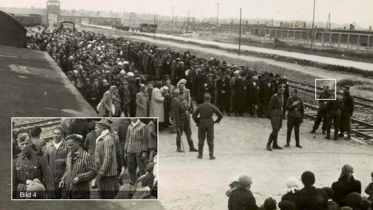 KZ Auschwitz-Birkenau - Der Zug wurde für die Selektion an der Mitte der Rampe geteilt.