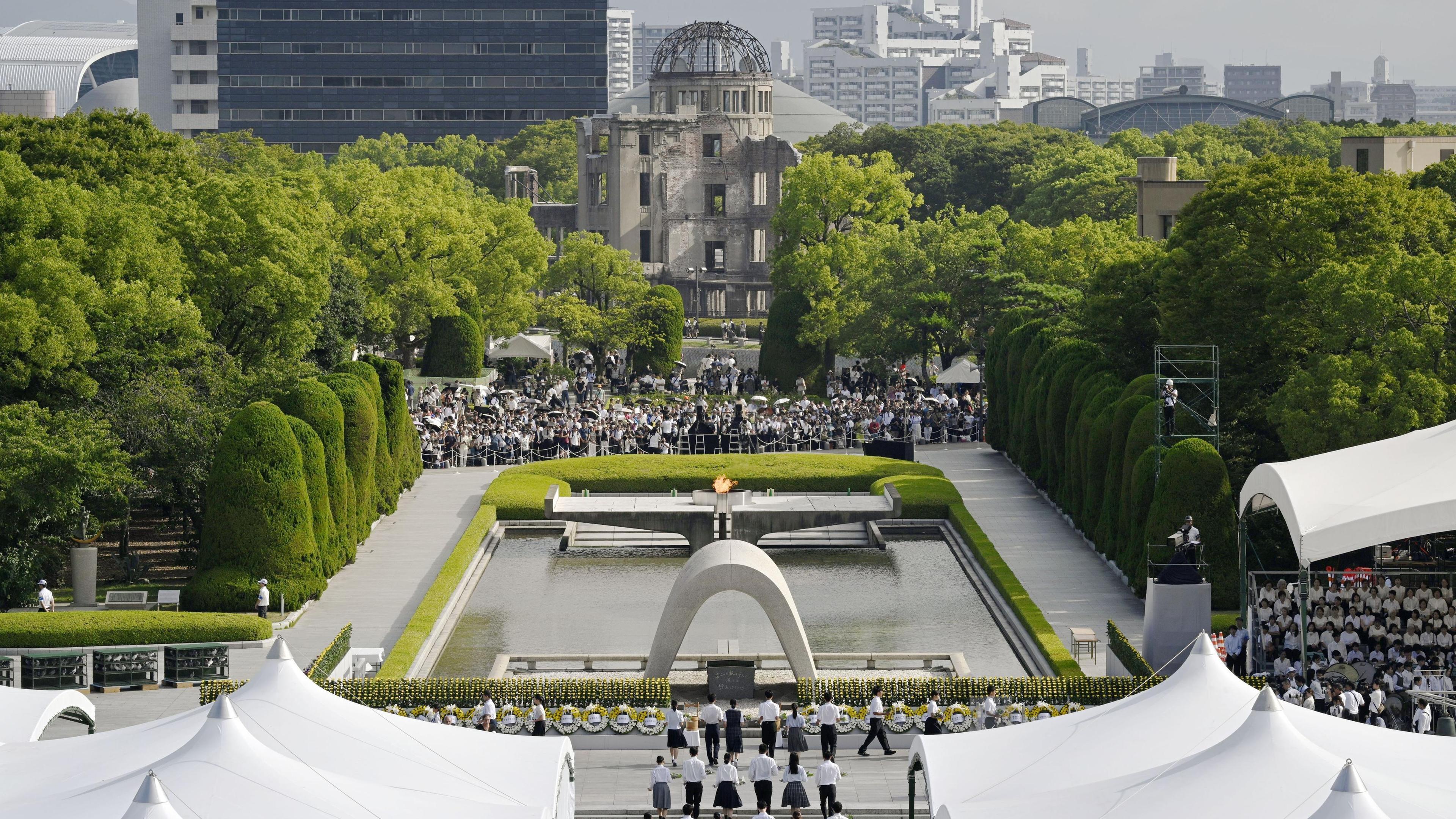 Am 6. August 2025 findet im Friedenspark in Hiroshima eine Zeremonie zum 80. Jahrestag des US-Atombombenabwurfs auf die westjapanische Stadt statt.