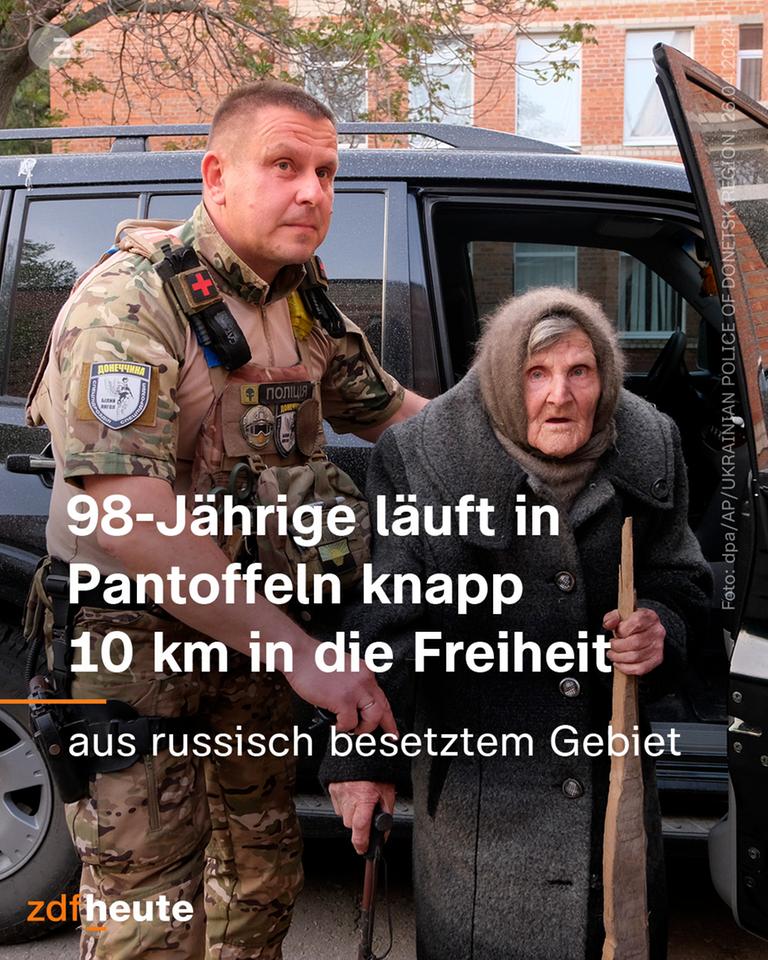 98-Jährige läuft in Pantoffeln knapp 10 km  in die Freiheit aus russisch besetzem Gebiet