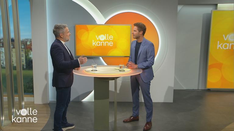 ZDF-Reporter Lothar Becker im "Volle Kanne"-Studio mit Florian Weiss