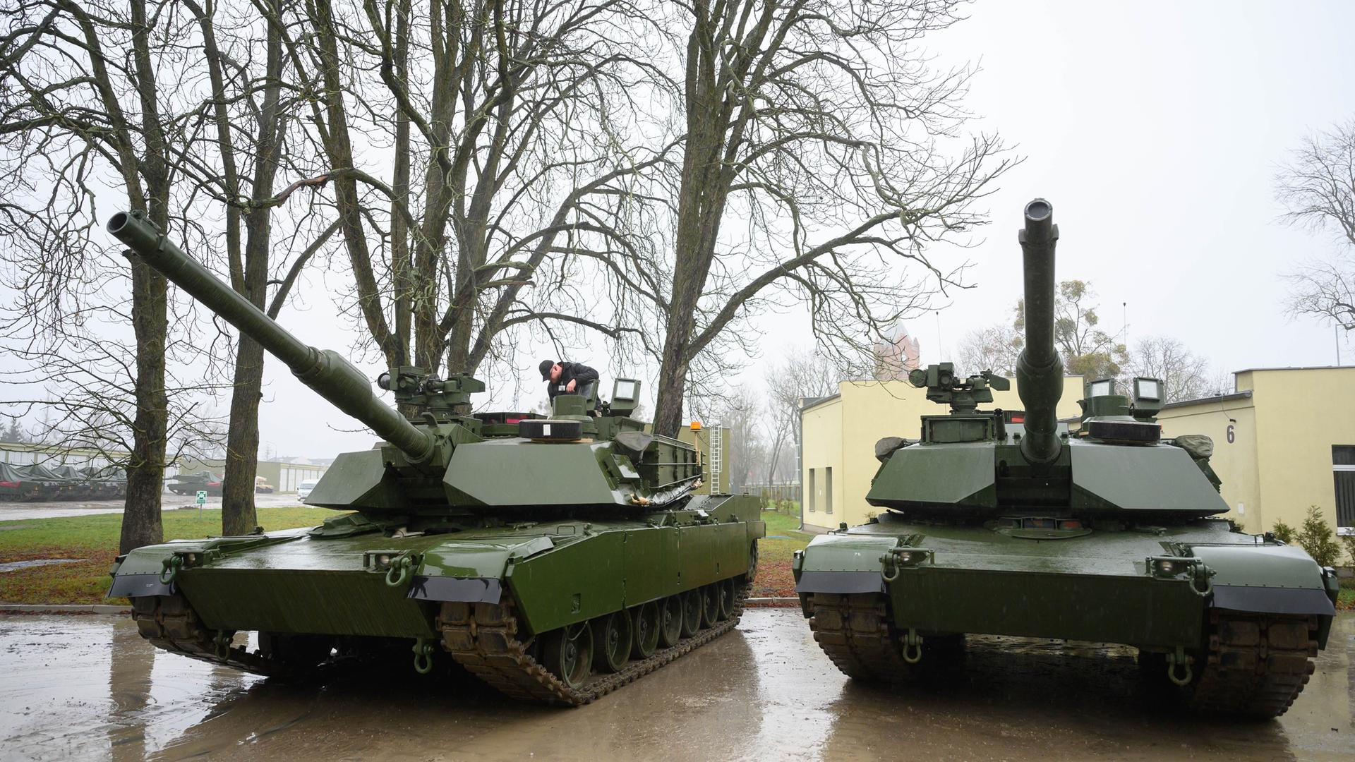 US-Abrams-Kampfpanzer im Ausbildungszentrum der polnischen Landstreitkräfte in Biedrusk.