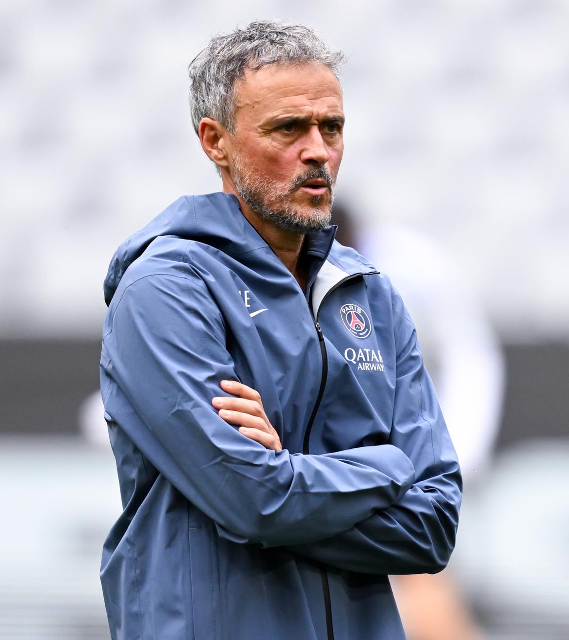 Bayern, München: Fußball: Champions League, Bayern München - Paris Saint-Germain, Halbfinale, Rückspiel. Abschlusstraining Paris Saint-Germain in der Allianz Arena. Trainer Luis Enrique (Paris Saint-Germain) in Aktion.
