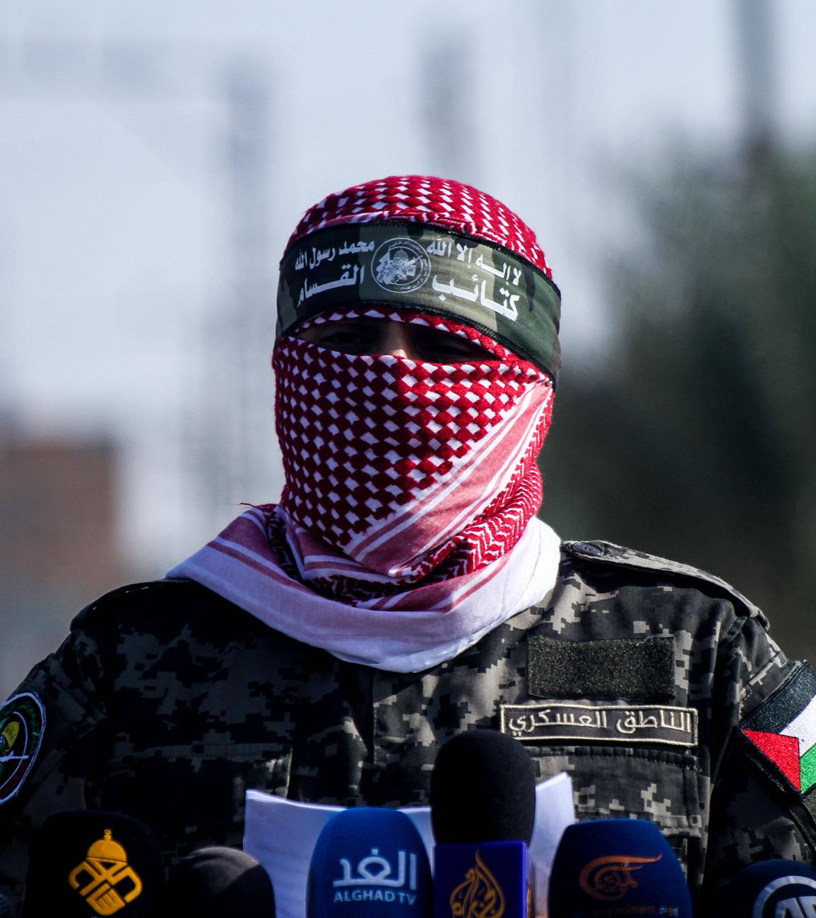 Der Sprecher der Izz al-Din Qassam, Abu Obeida, hielt während einer Veranstaltung eine Rede am 11.11.2019 in Gaza, Palästina. 