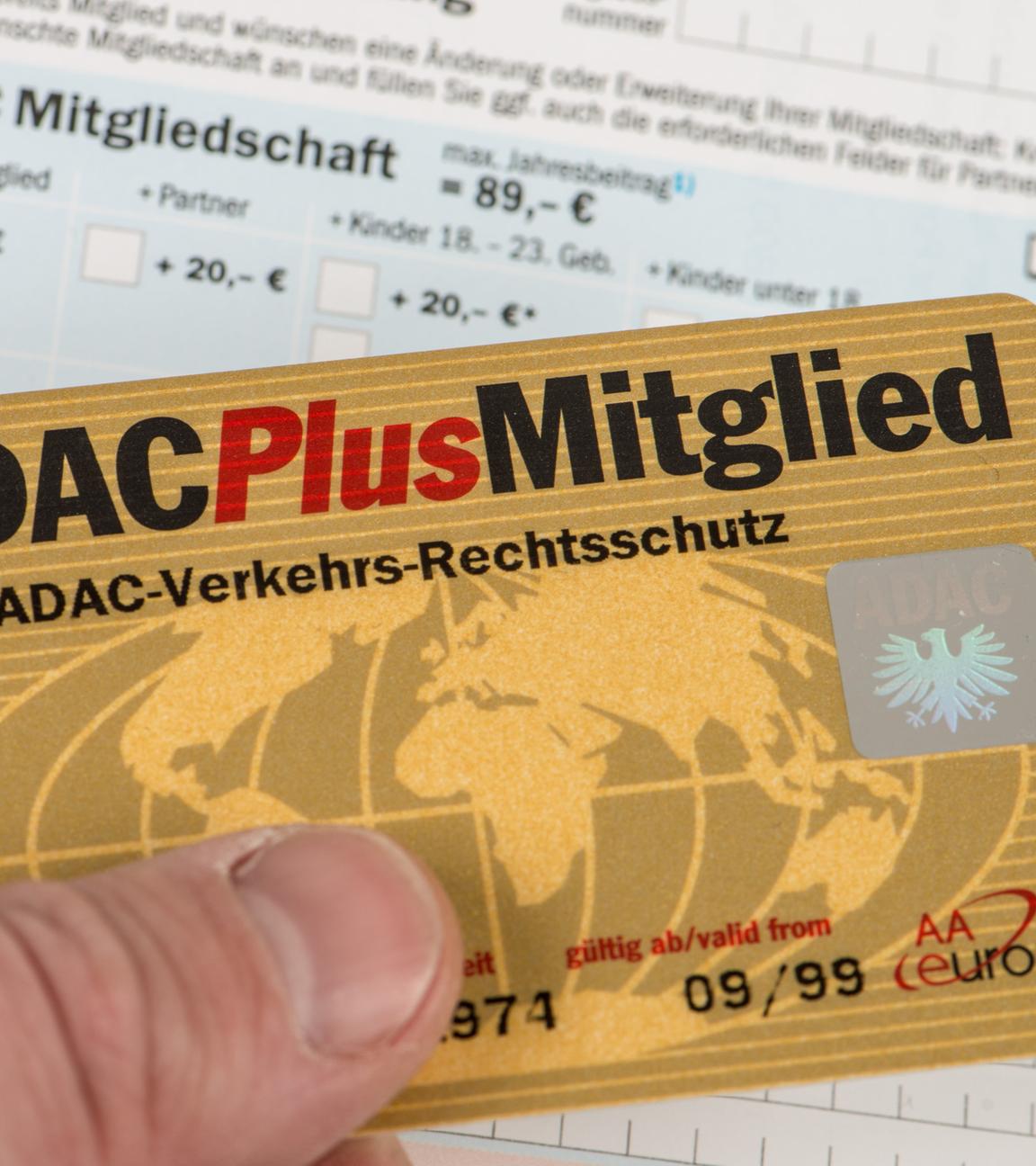 Eine Mitgliedskarte des ADAC