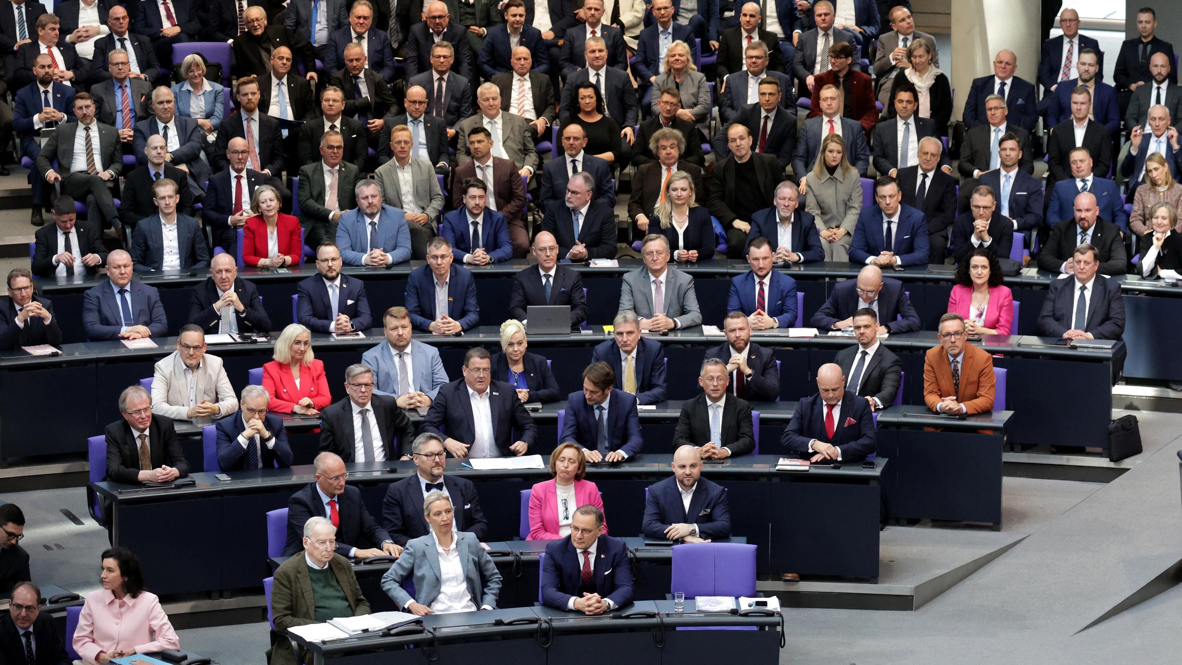 Überblick auf die AfD-Bundestagfraktion, während der konstituierenden Sitzung des 21. Deutschen Bundestages