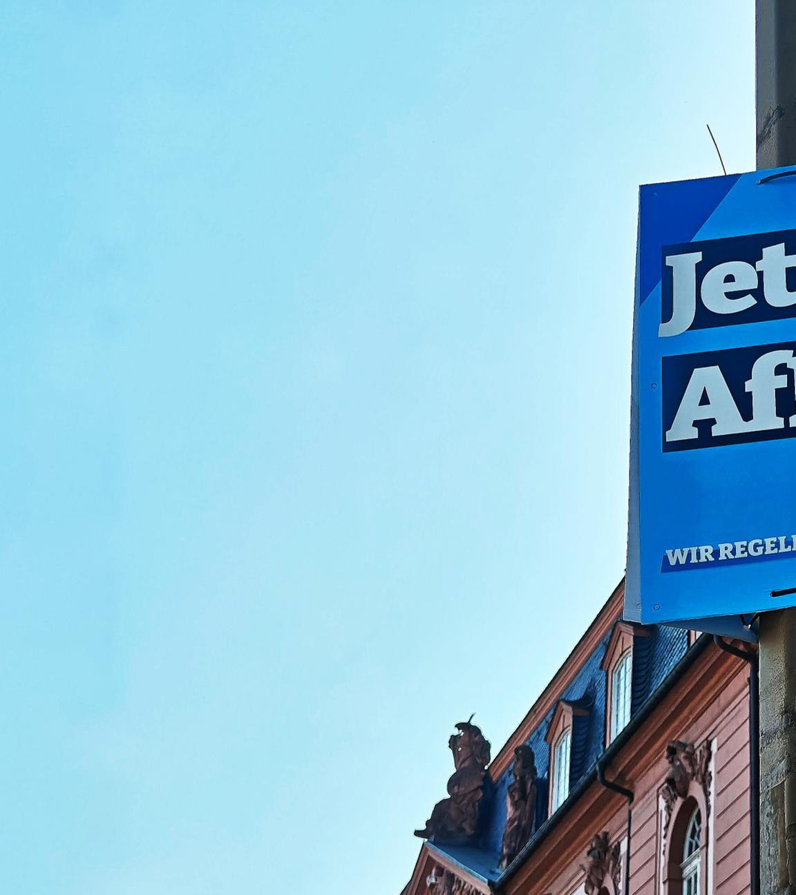 AfD-Wahlplakat vor dem Landtag in Rheinland-Pfalz