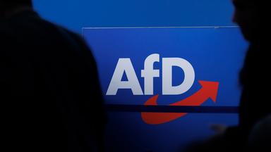 Sachsen-Anhalt, Magdeburg: Delegierte gehen vor dem Parteilogo bei dem AfD-Bundesparteitag in Magdeburg.