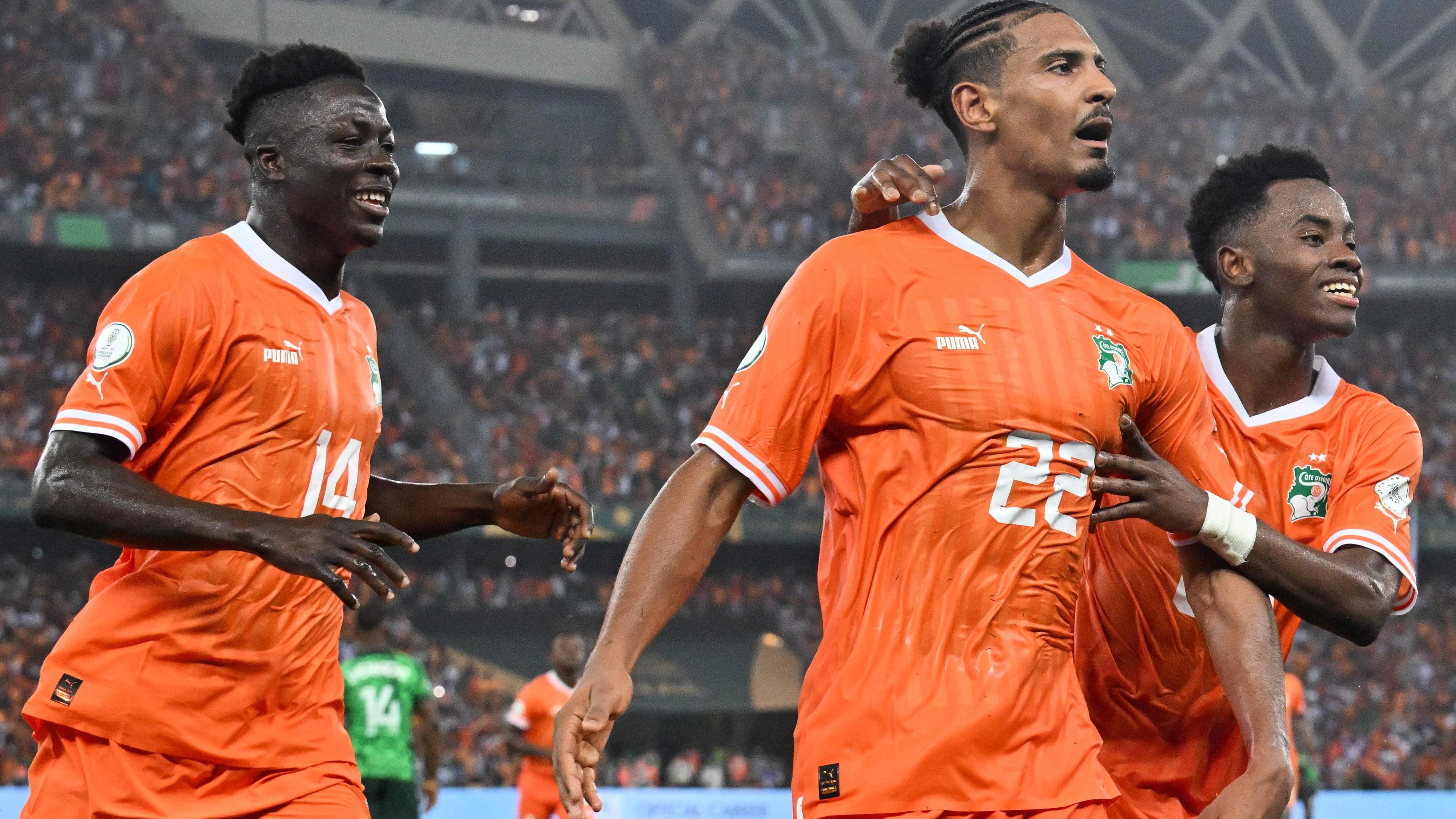 Sebastien Haller bejubelt seinen Siegtreffer im Afrika-Cup-Finale