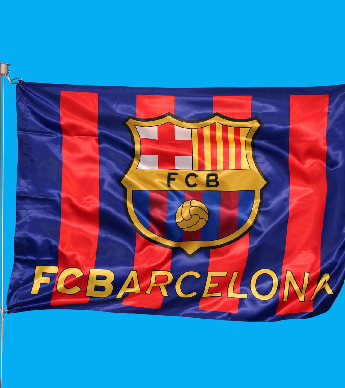 wehende fahne des fc barcelona