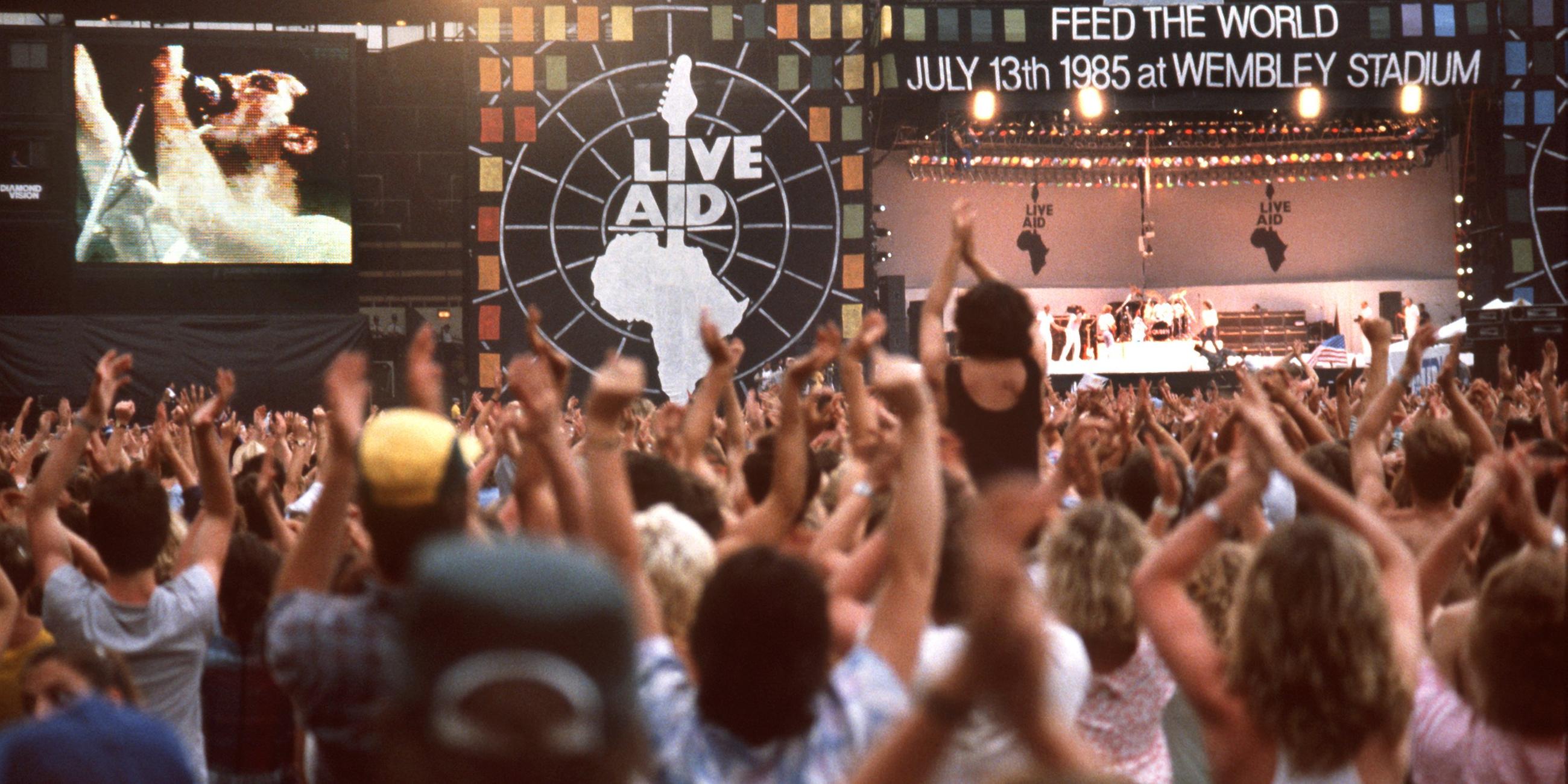 auftritt der band "queen" beim live aid in london 1985