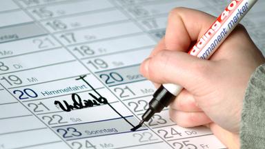 urlaub wird im kalender angestrichen