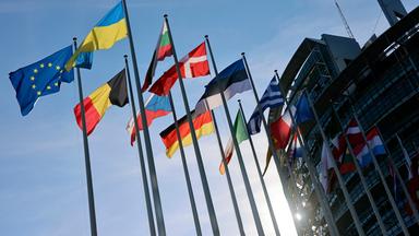 Nationalflaggen vor Europaparlament