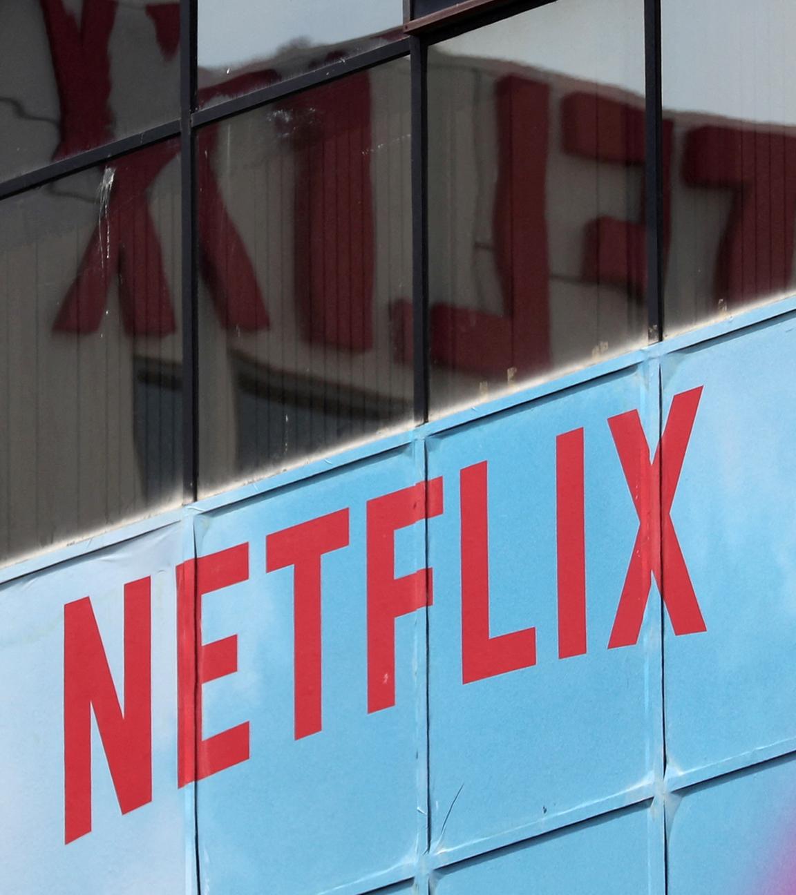 FILE PHOTO: The Netflix logo is seen on their office in Hollywood, Los Angeles