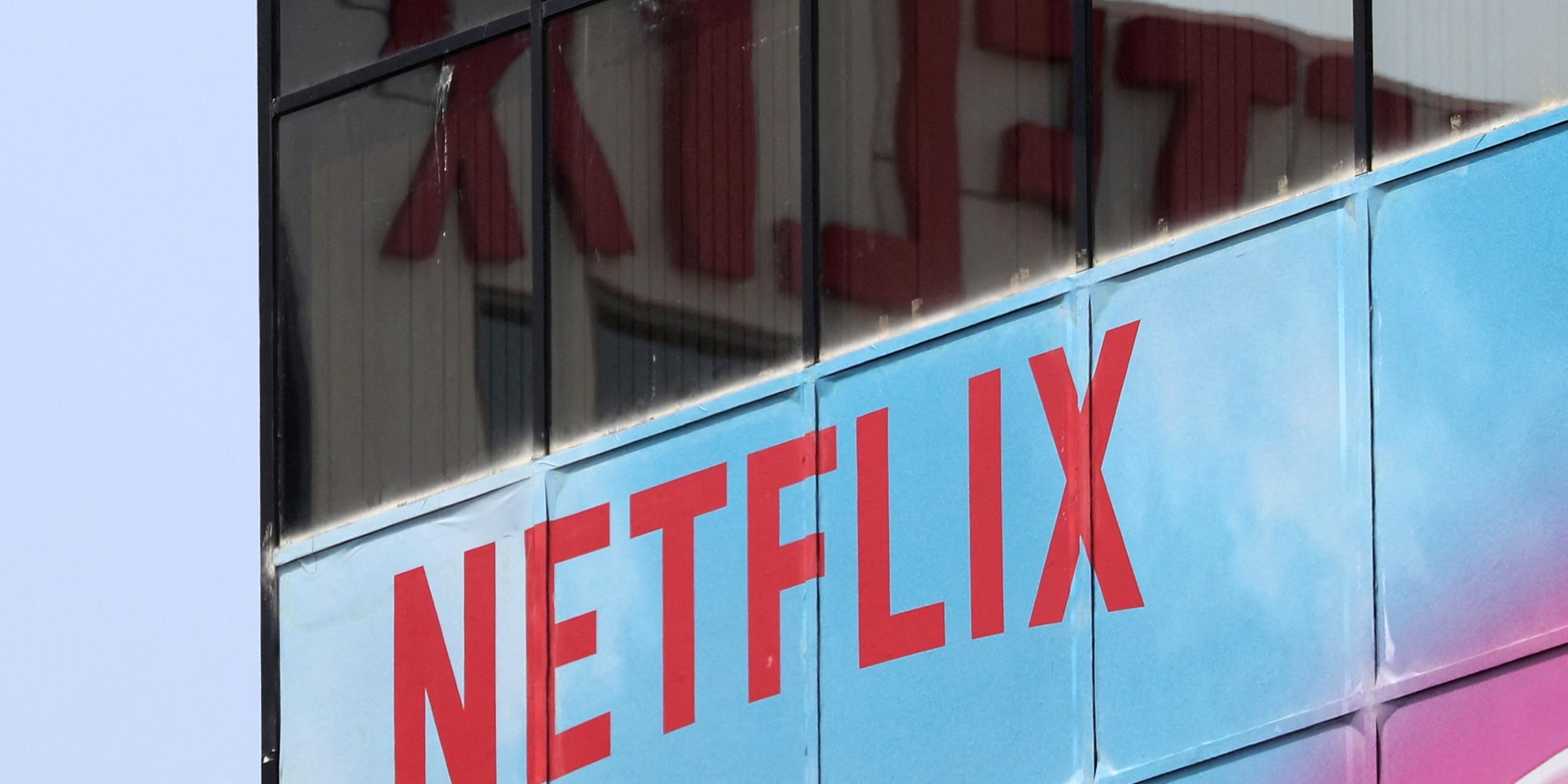 FILE PHOTO: The Netflix logo is seen on their office in Hollywood, Los Angeles