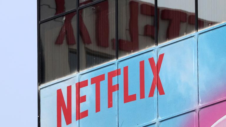 FILE PHOTO: The Netflix logo is seen on their office in Hollywood, Los Angeles
