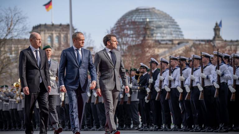 Kanzler Scholz empfängt Tusk und Macron