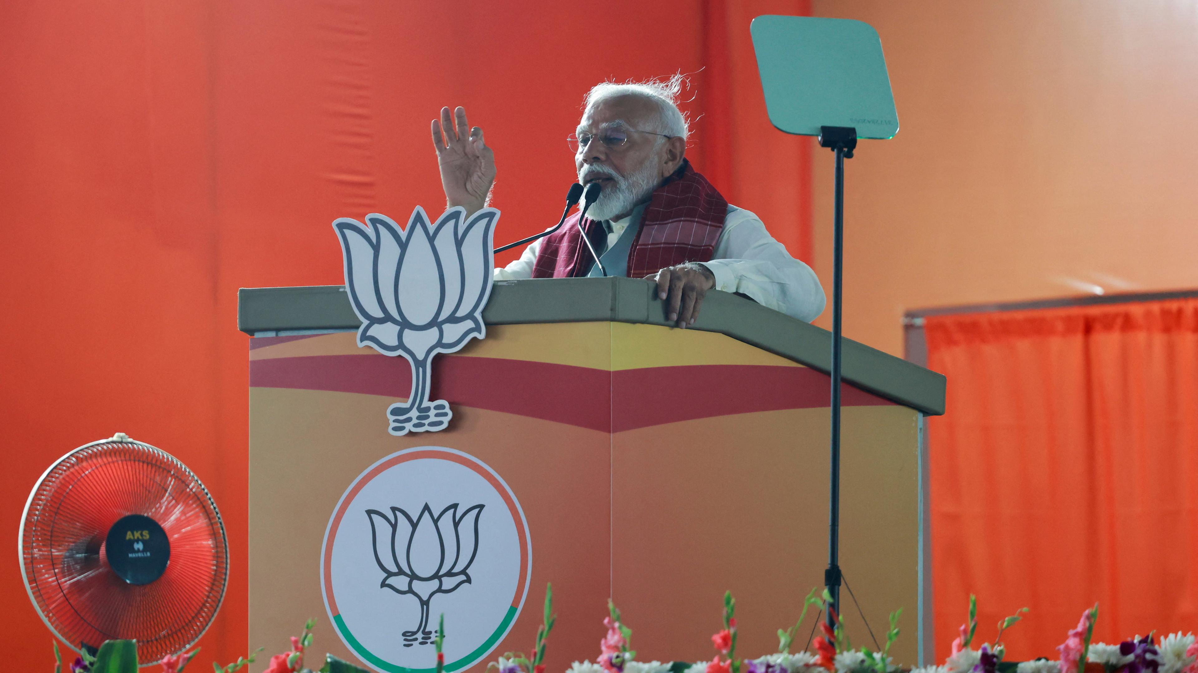 India's Prime Minister Narendra Modi attends an election campaign in Bengaluru