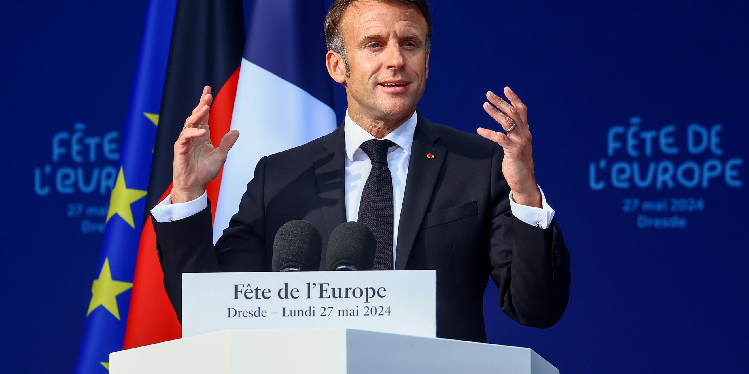 French President Emmanuel Macron visits Dresden