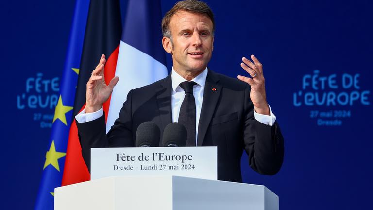 French President Emmanuel Macron visits Dresden