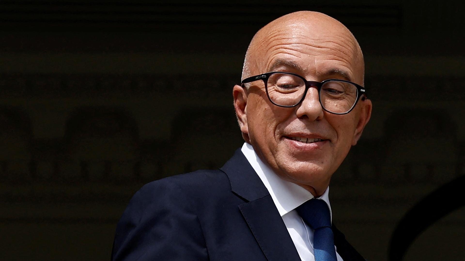 Eric Ciotti, contested leader of Les Republicains party, at the party headquarters in Paris