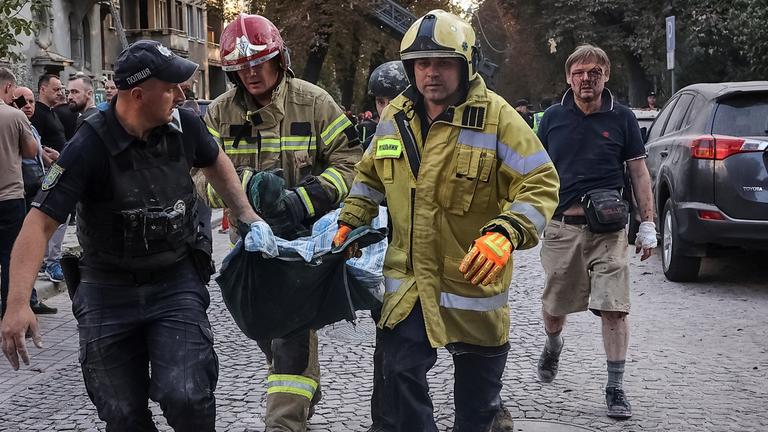Aftermath of a Russin missile and drone attack in Lviv