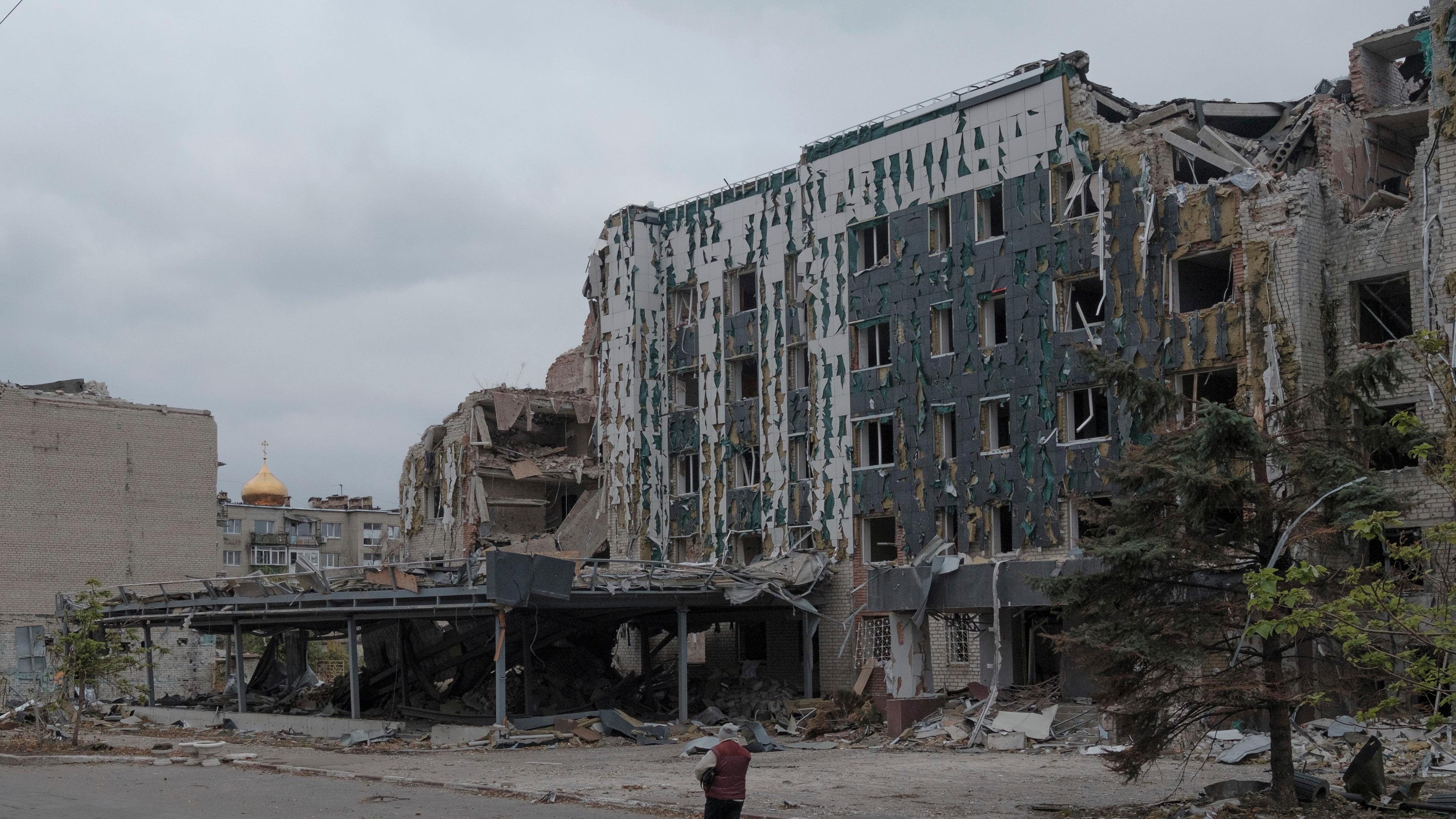 Zerstörte Stadt Pokrowsk in der Ostukraine
