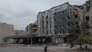 Zerstörte Stadt Pokrowsk in der Ostukraine