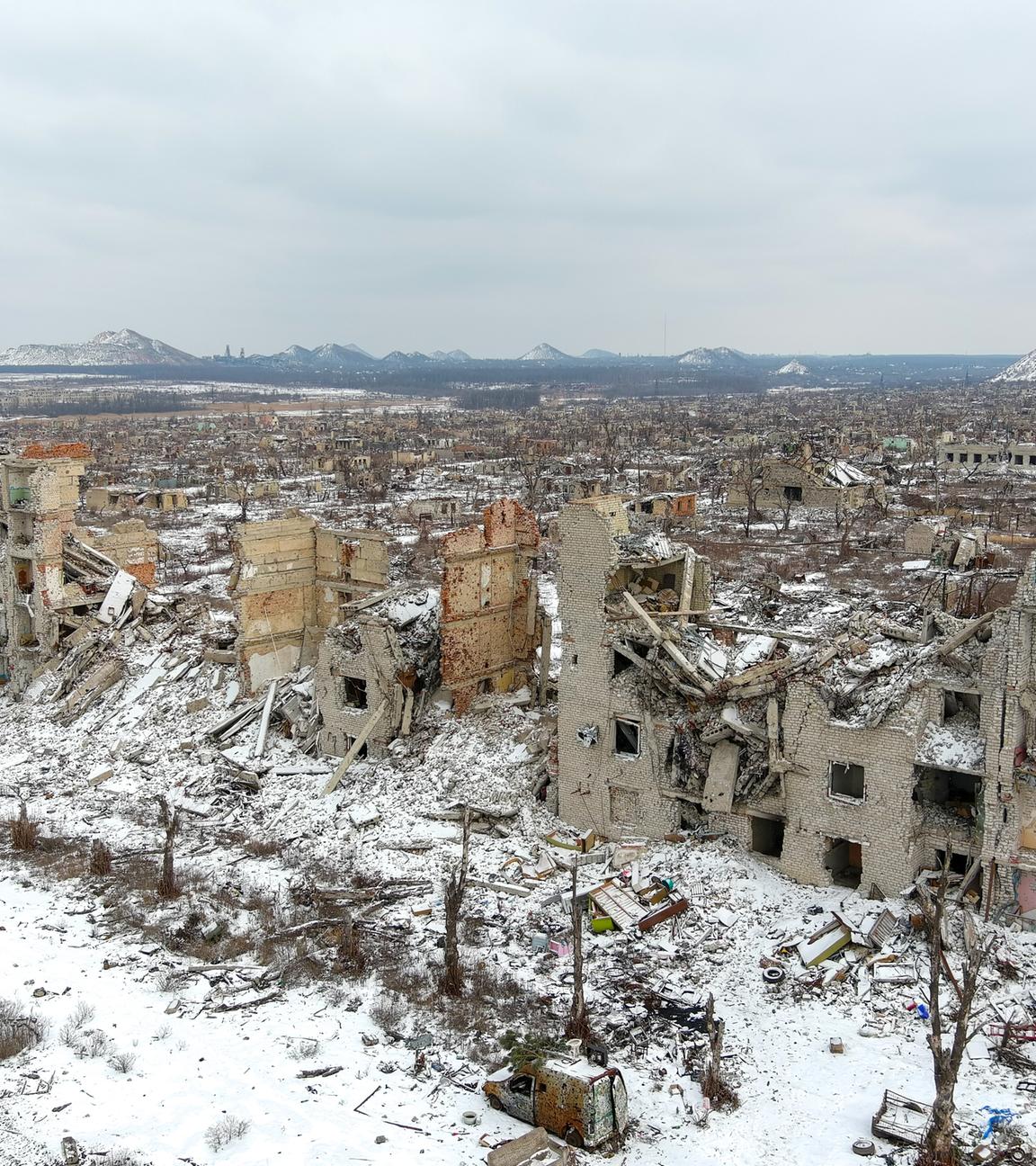 Zerstörte Stadt in der Ukraine